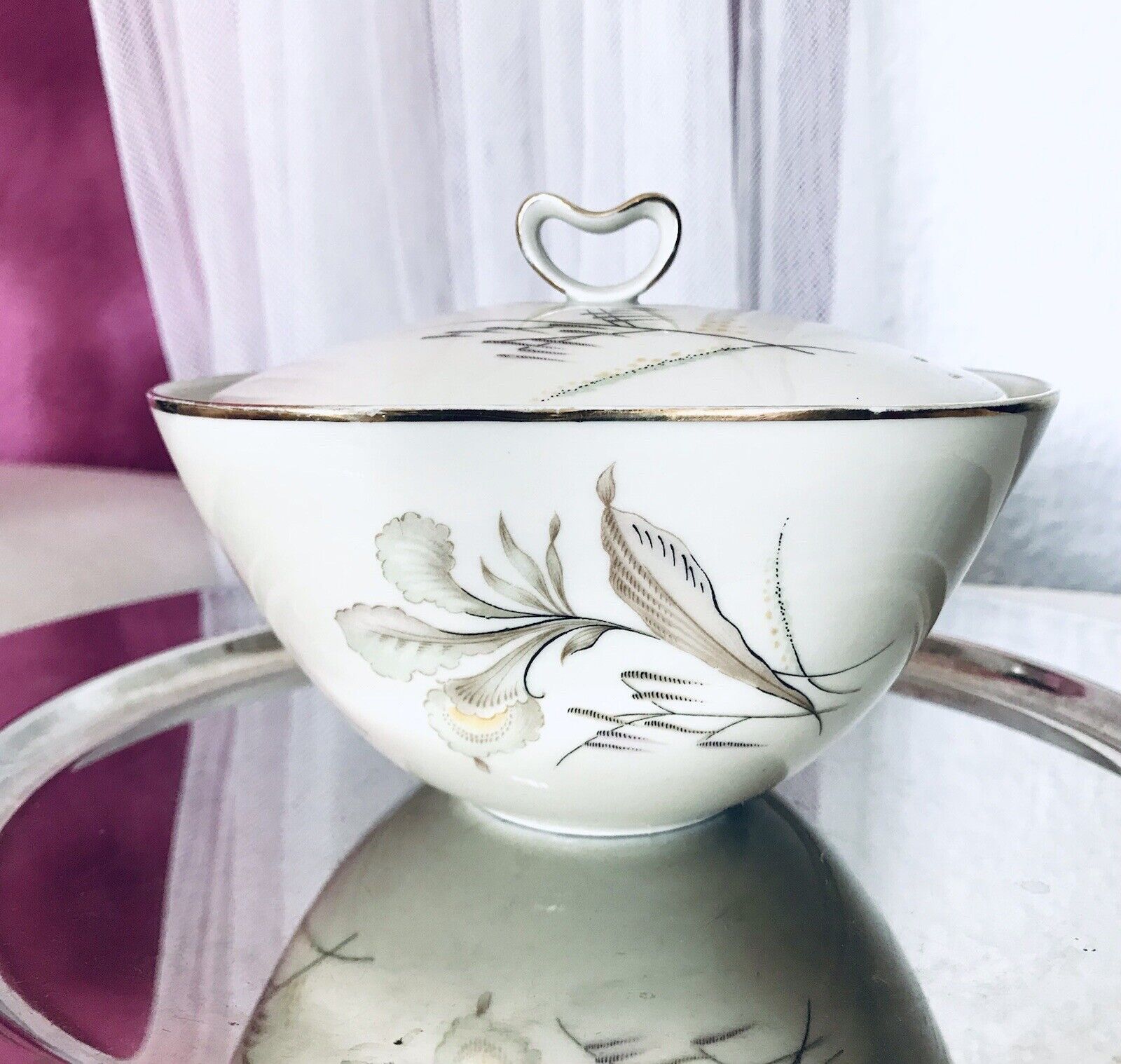 MCM Vintage 50er 60er Porzellan Dose Deckeldose Bonboniere Elfenbein Seltmann