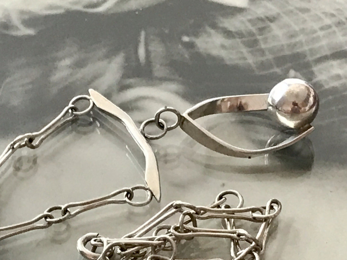 Vintage Modernist Designer 925 Silber Collier Halskette Kette Collier Polen