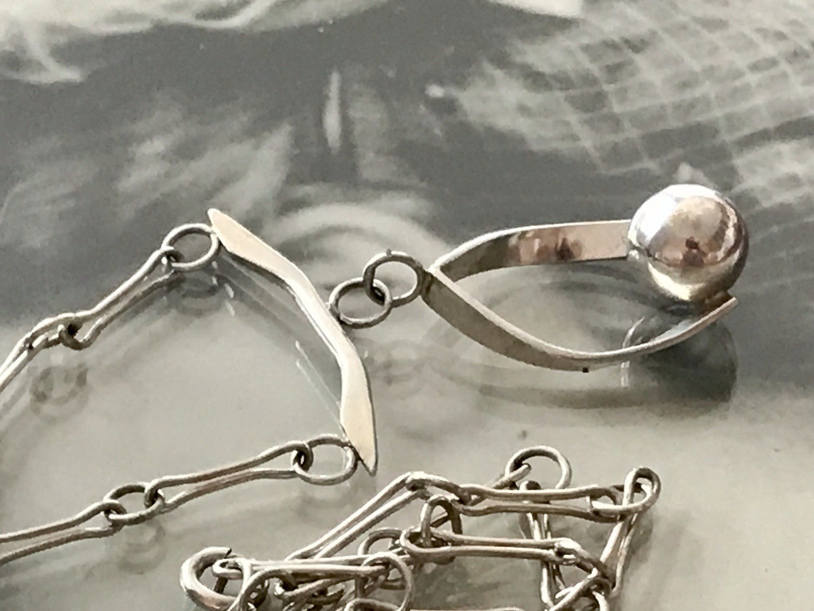 Vintage Modernist Designer 925 Silber Collier Halskette Kette Collier Polen