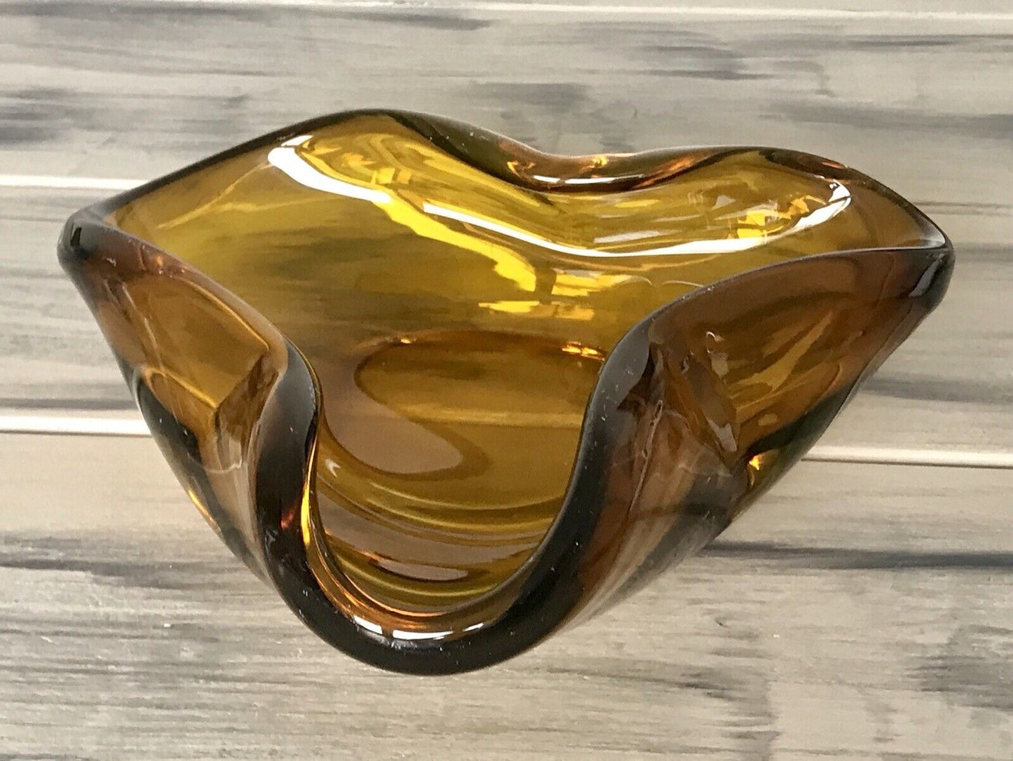 Vintage Murano Barovier ? 60er 70er Schale Glas Bernstein Gelb Amber