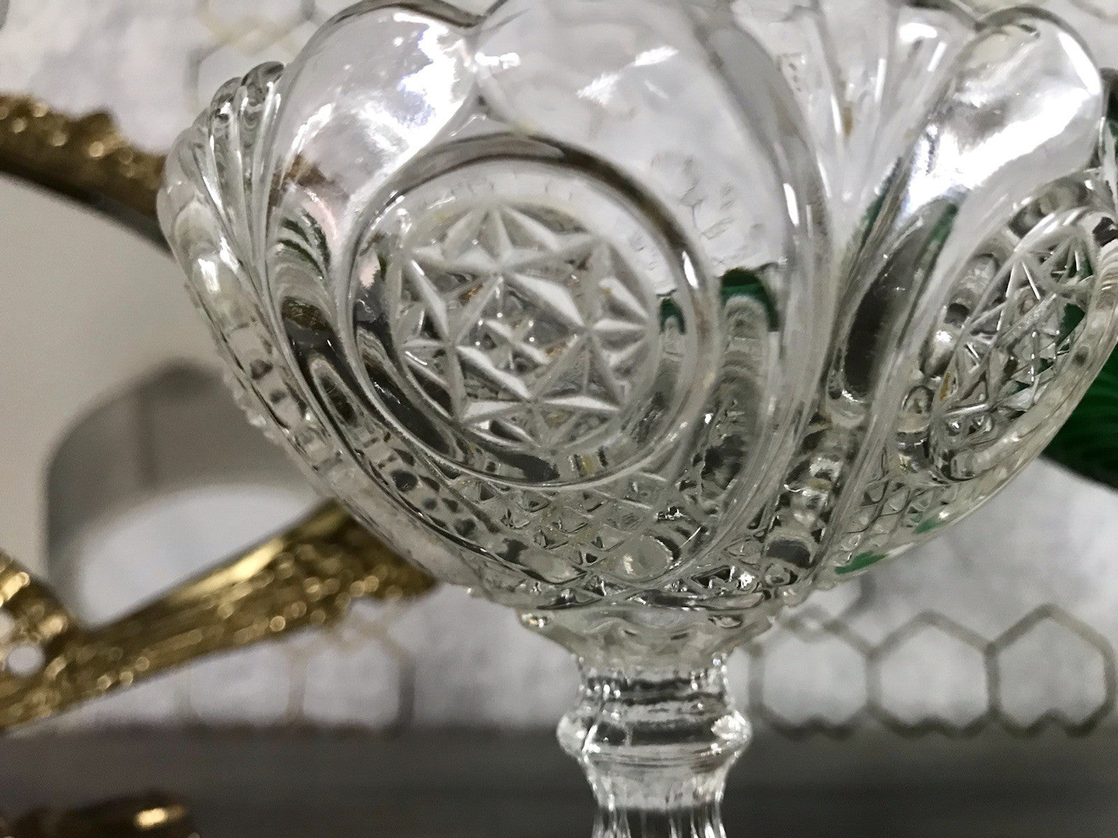 Antik Jugendstil Art Déco Pressglas Glas Fußschale Schale Zuckerschale