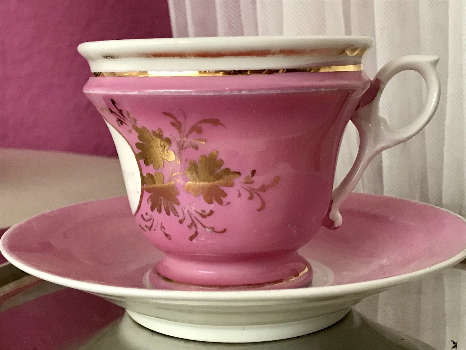 Antik Porzellan Andenken Becher Gedeck Sammeltasse Tasse „Zum Andenken“ Tielsch