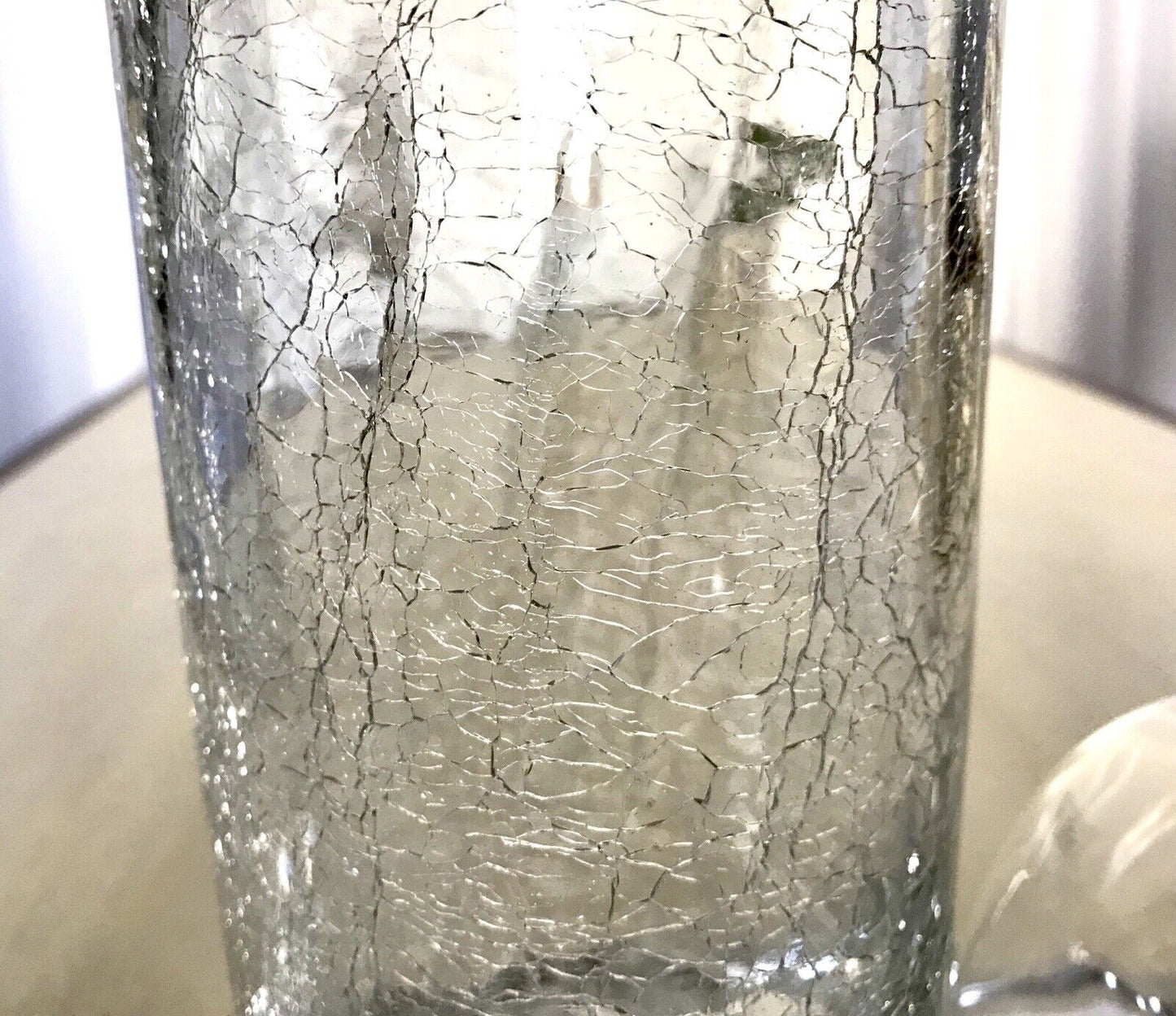 Vintage Kristallglas Kunstglas Craquelée Vase Glasvase zylindrisch groß