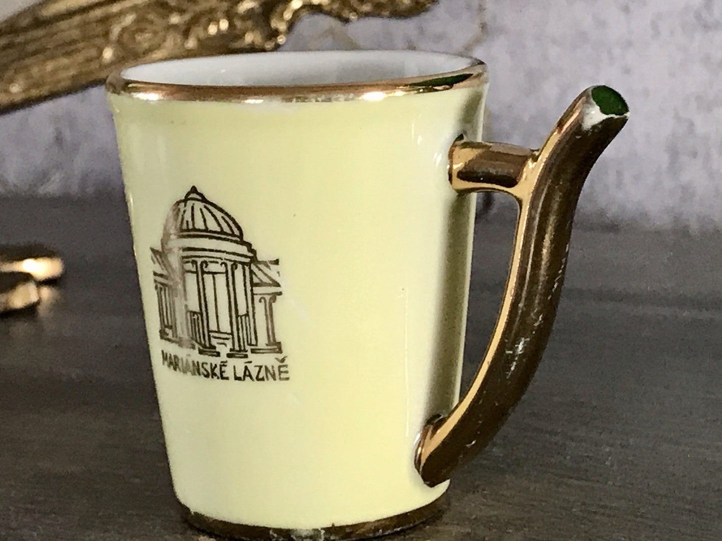 Antik Porzellan Andenken Becher Kurbecher Tasse Marianske Lazne