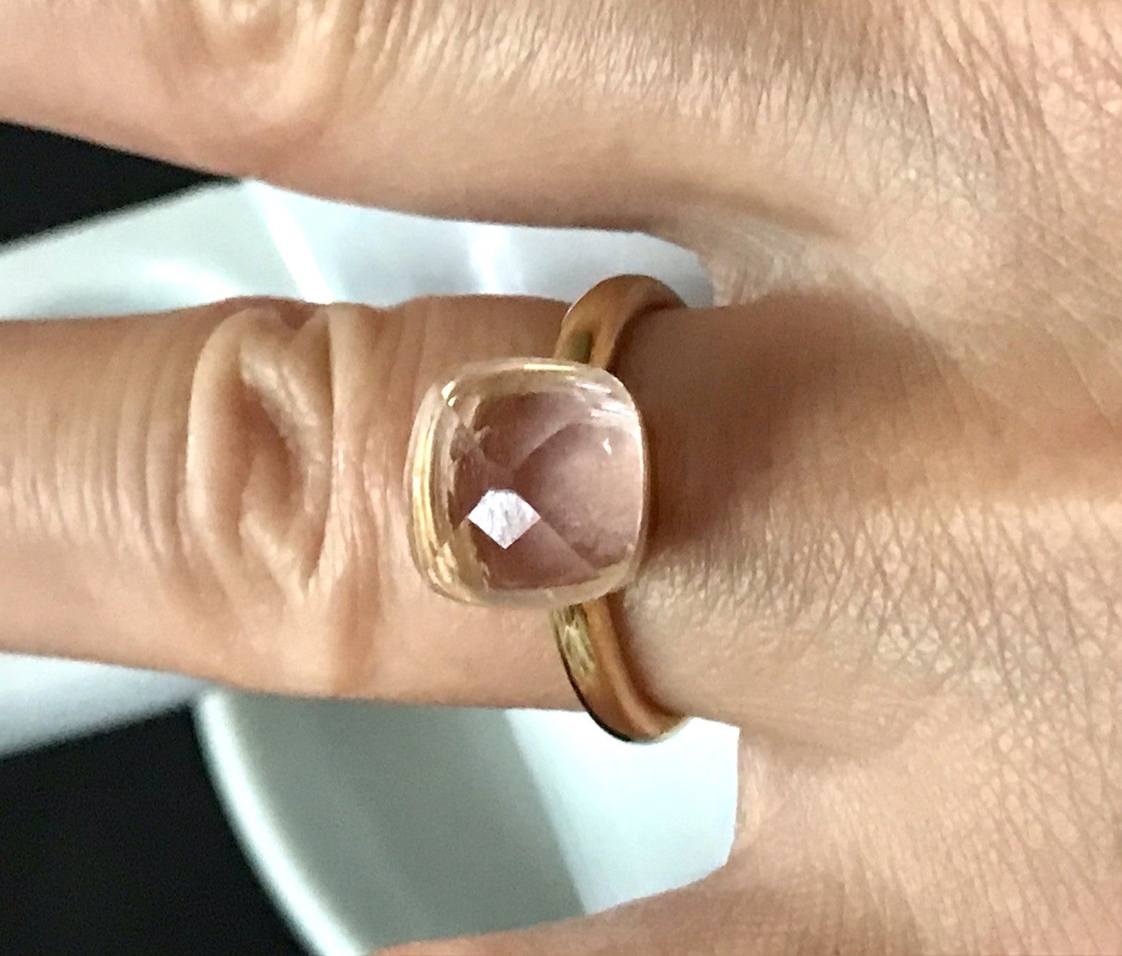 Vintage alt Damen Ring rosa Stein Silber 925 Gr.54 Rubbelit? vergoldet