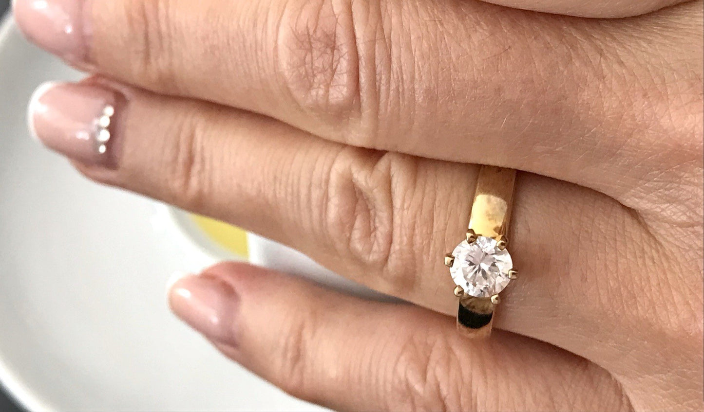 Vintage alt Damen Ring Silber 925 Gr.60 farbloser Stein Solitär 19,1 vergoldet