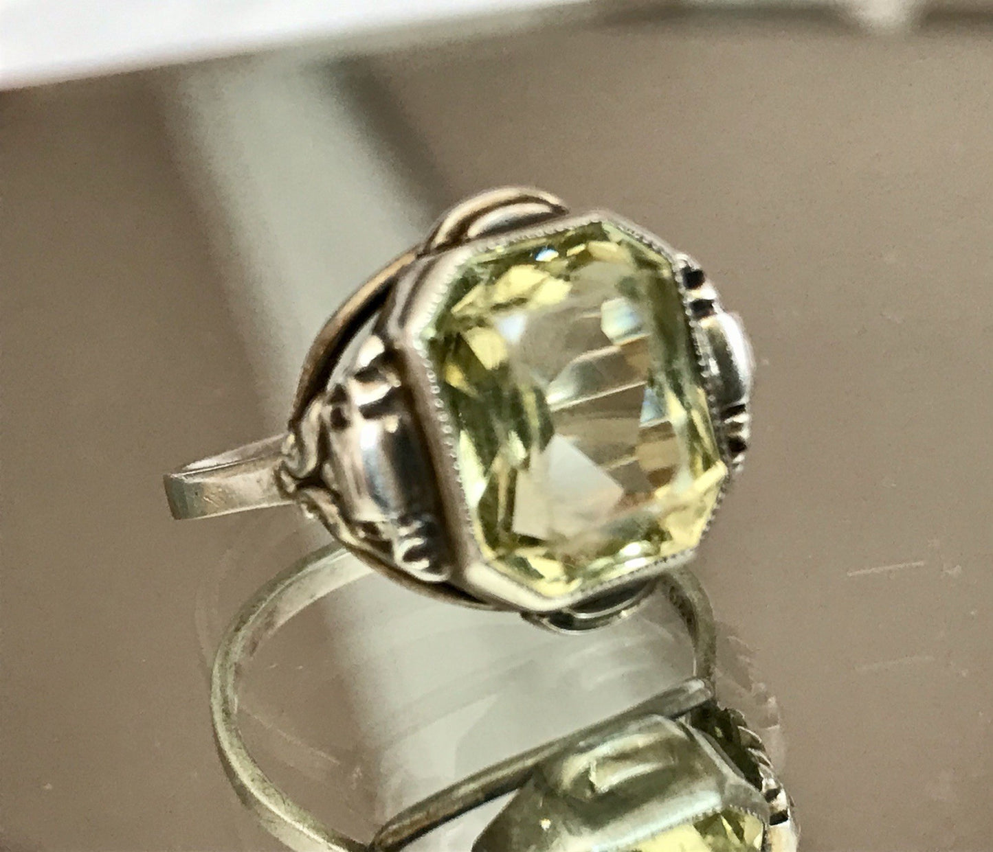 Antik Jugendstil Art Déco Edel Damen Ring Citrin? Stein Silber 830 S ~ Gr.54-56