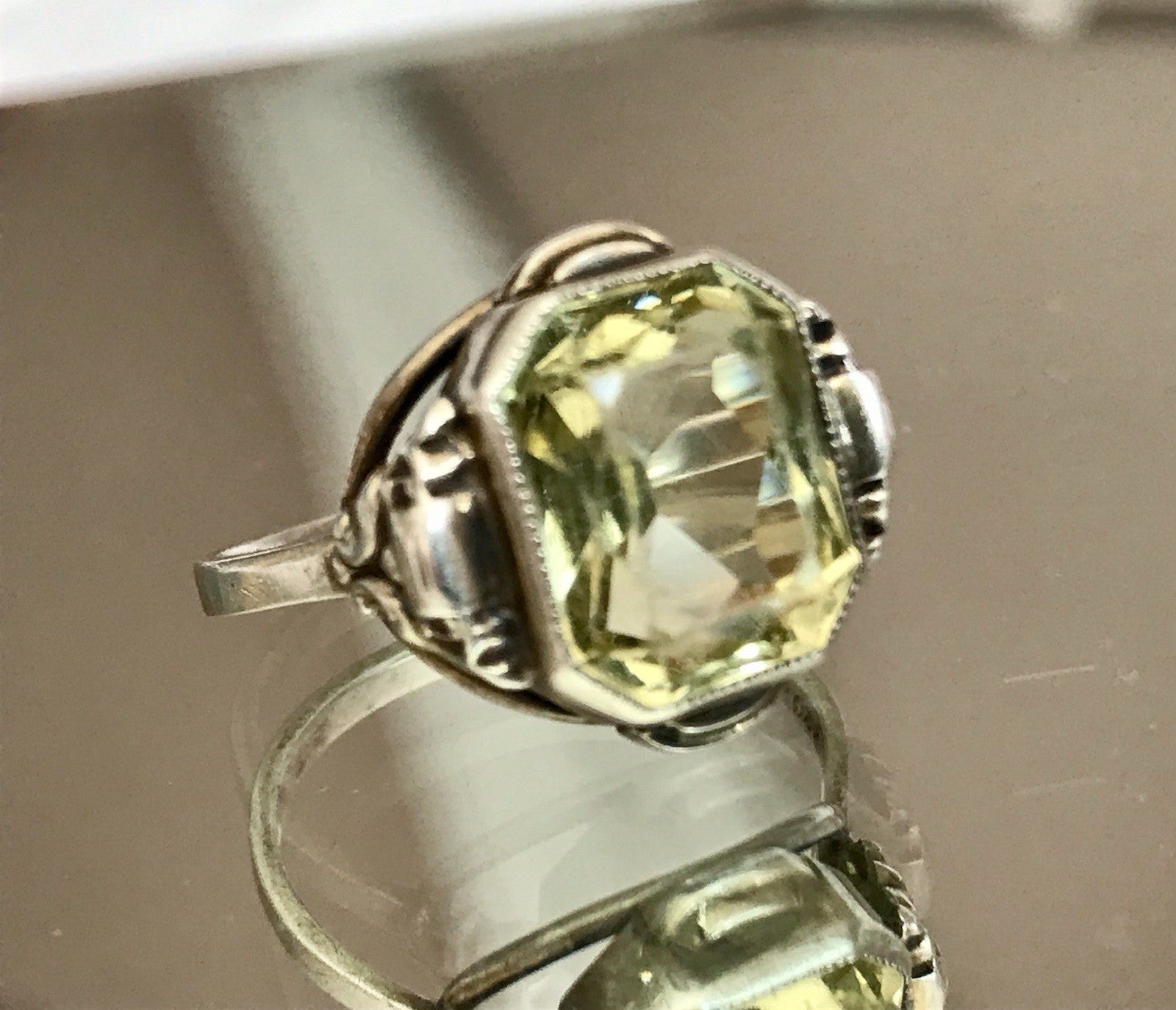 Antik Jugendstil Art Déco Edel Damen Ring Citrin? Stein Silber 830 S ~ Gr.54-56