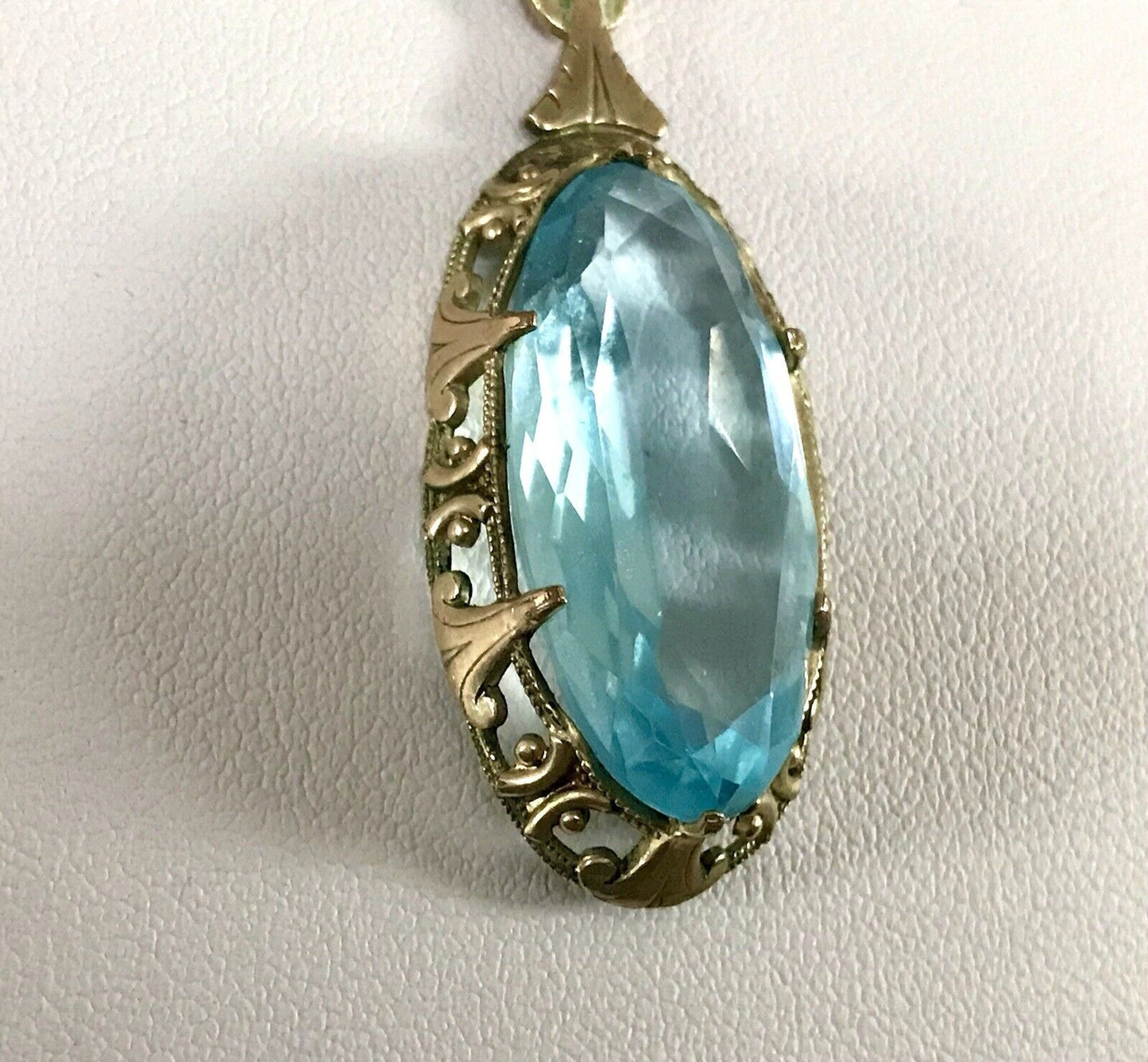 Antik Jugendstil Collier Halskette blauer Stein Anhänger Amerik. Doublè  A. Daub