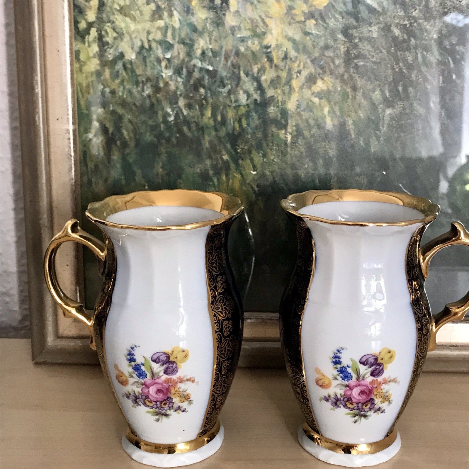 1 x Alt Porzellan Becher Tassen Kännchen? Echt Kobalt Golddekor bunt Haas&Czjzek
