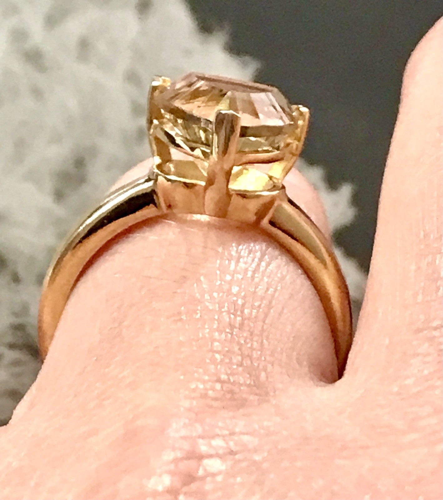 Vintage Ring Citrin? gelber Stein 925 Silber vergoldet Gr.57 18,1