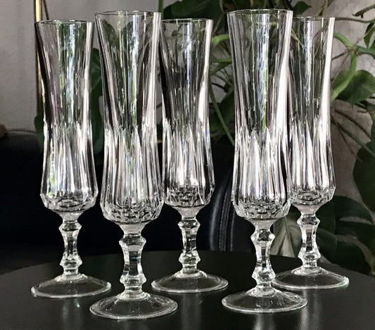 Vintage 5 EDEL Champagner Sektflöten Sektgläser Glas Kristallglas