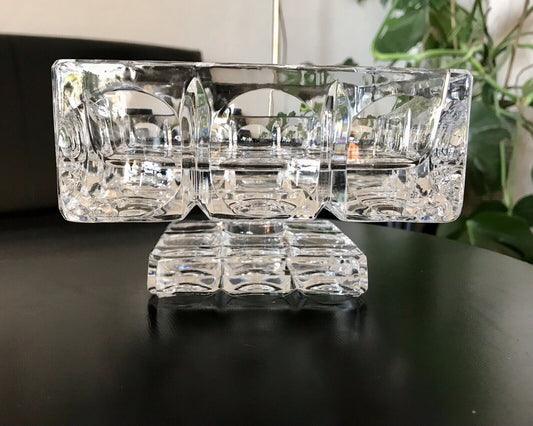 Alt Vintage 60er Bleikristall Schale Glasschale Kristallglas m. Fuß Glas Schwer