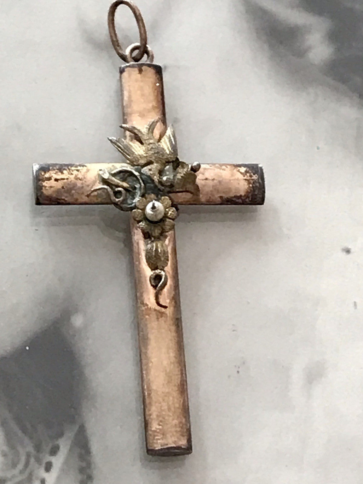 Antik Kettenanhänger  Anhänger Schaumgold? Walzgold? gold Doublè? Kreuz Perle