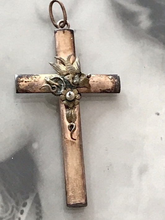 Antik Kettenanhänger  Anhänger Schaumgold? Walzgold? gold Doublè? Kreuz Perle