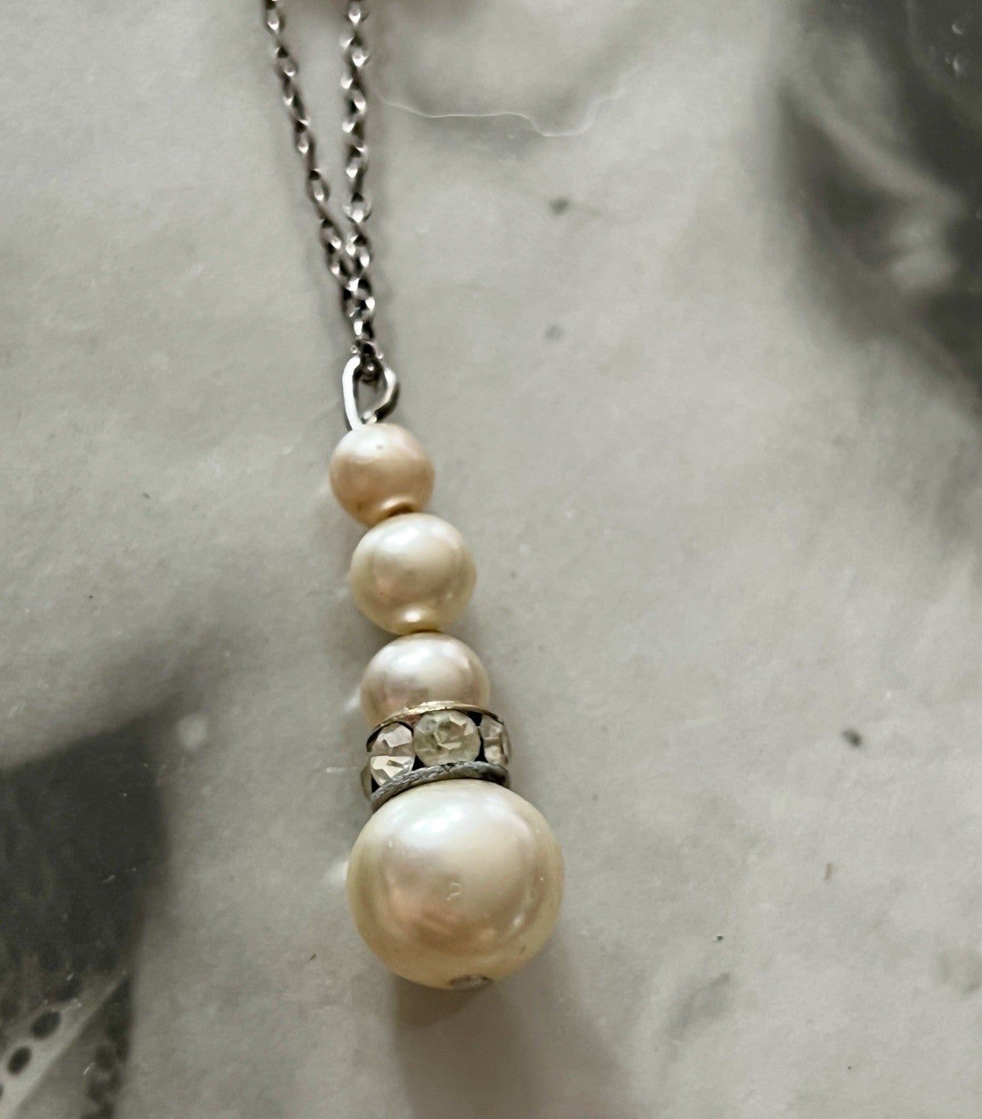 Vintage Antik? 835 Silber Collier Halskette Perlen Strass/ Steine?