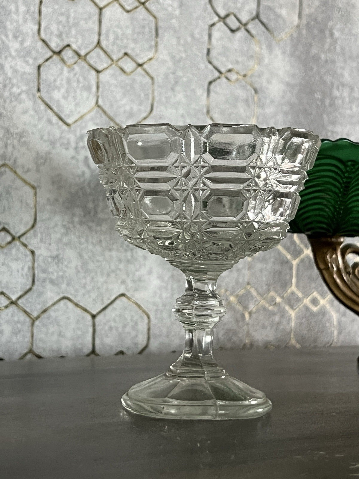 Antik Jugendstil Art Déco Pressglas Glas Fußschale Schale Zuckerschale