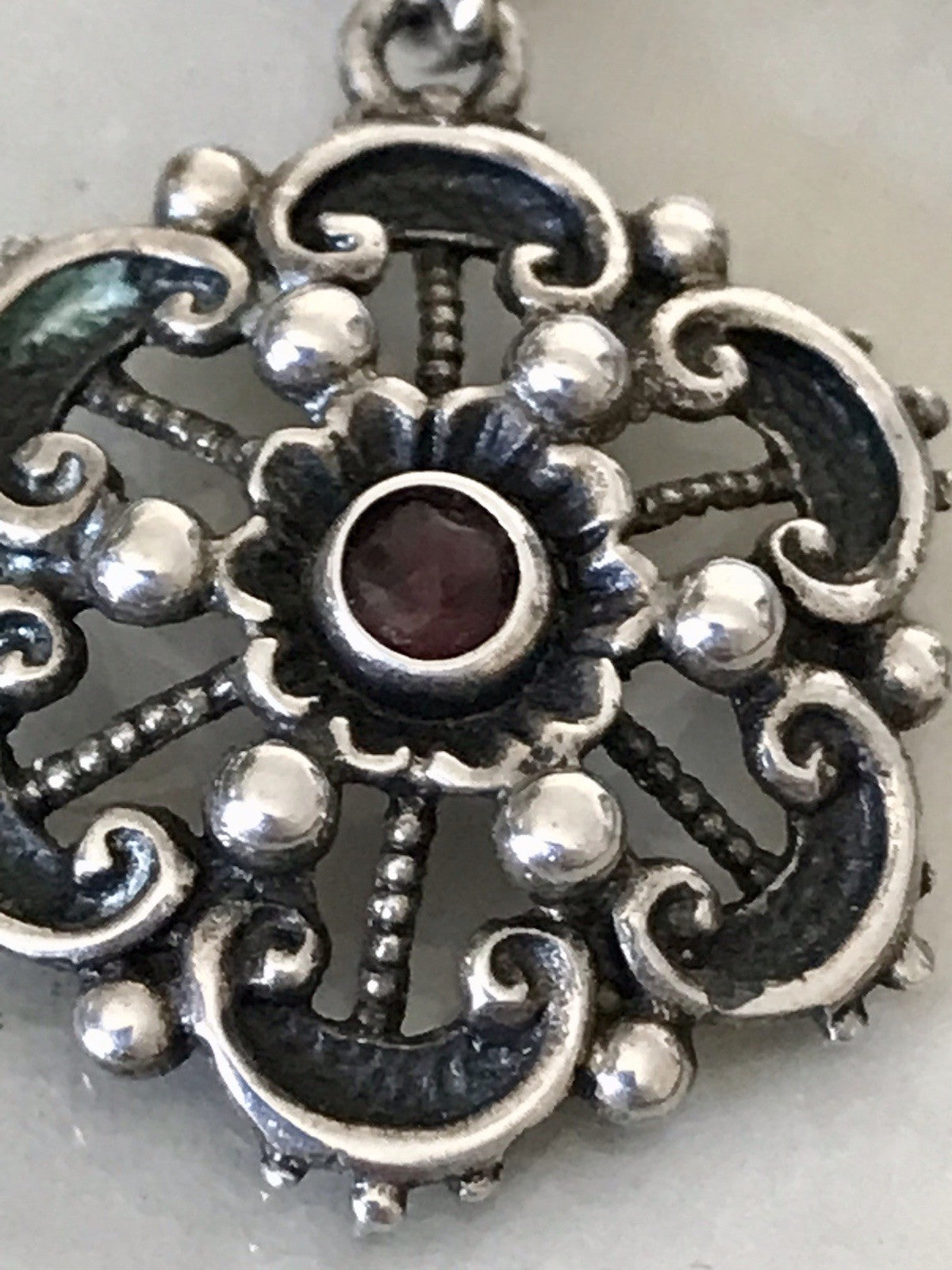 Antik ? Vintage Edel Halskette 925 Anhänger Kettenanhänger Silber 835 Rubin?