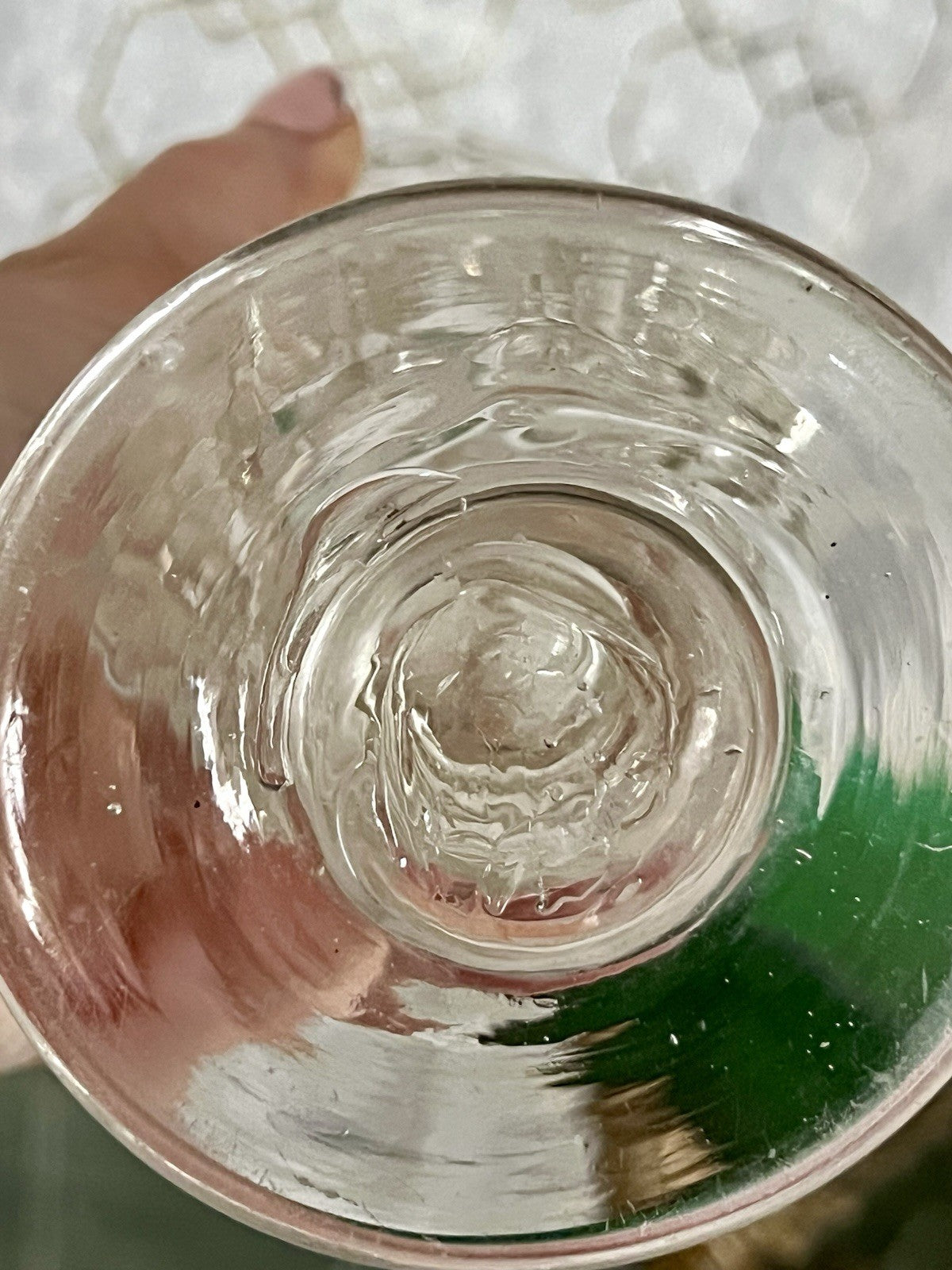 Antik  Biedermeier Tausendaugen Fußbecher Bierglas Ale Glas Abriss