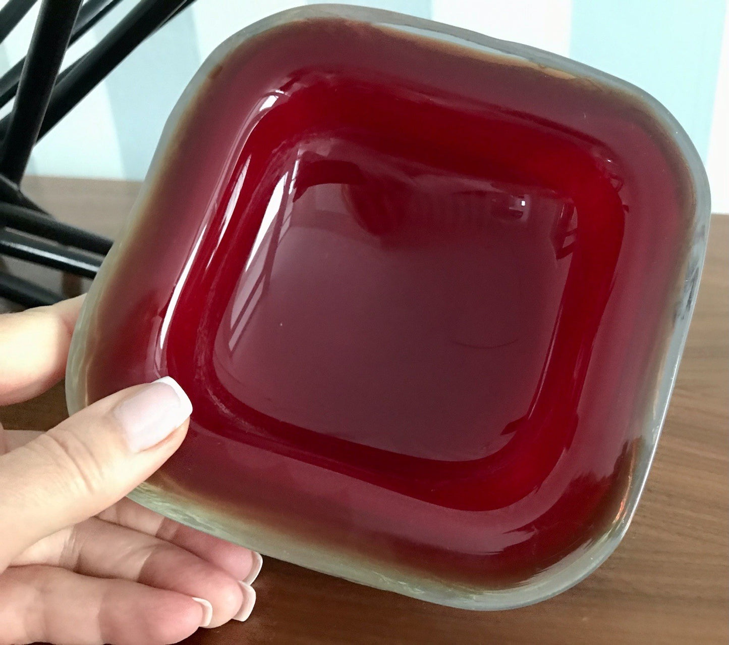 Vintage 60er Murano Glas Schale Barovier? Rot weiß gelb edel