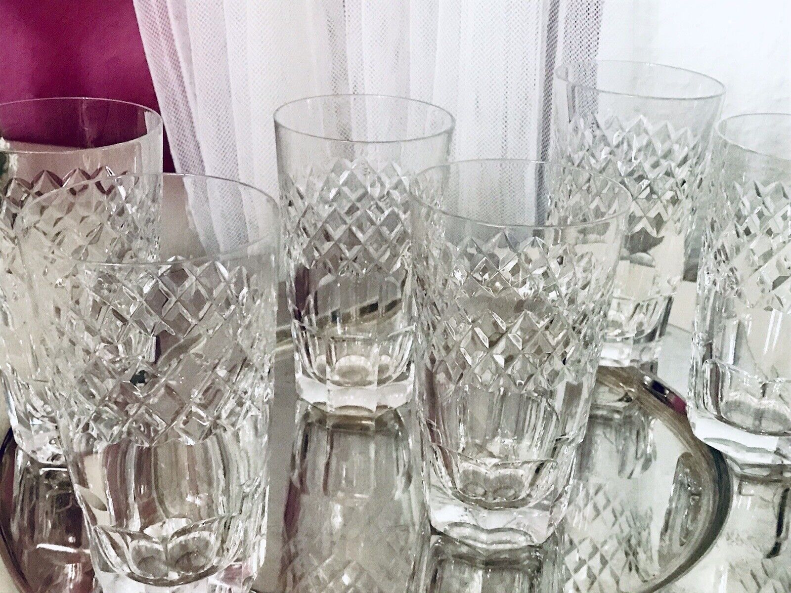 Vintage SEHR EDEL 6x Wassergläser Gläser  Becher Kristallglas schön kantiger Fuß