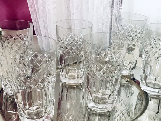 Vintage SEHR EDEL 6x Wassergläser Gläser  Becher Kristallglas schön kantiger Fuß