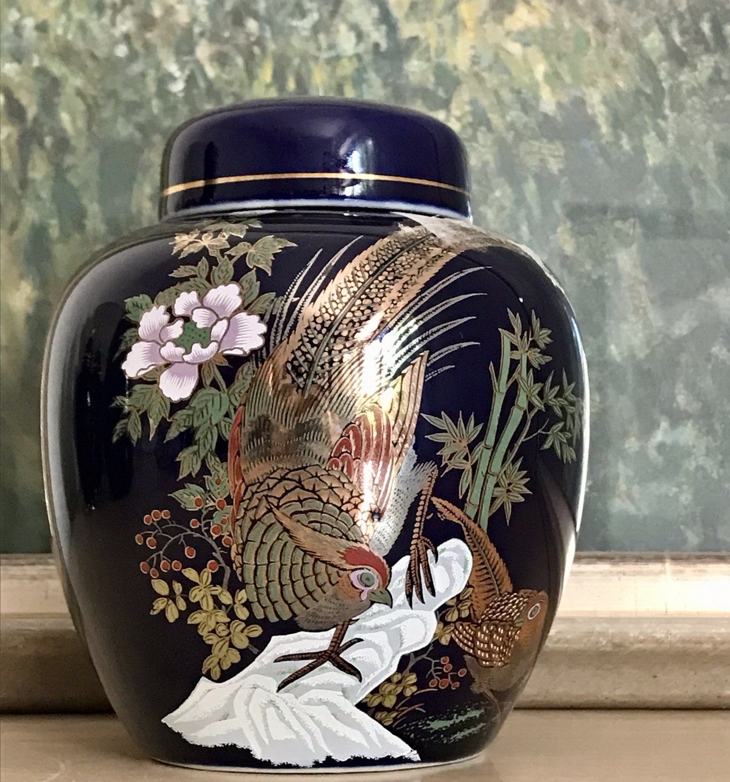 Vintage 1 Porzellan Teedose Vase? Dose Urne MCModernistisch kobalt blau