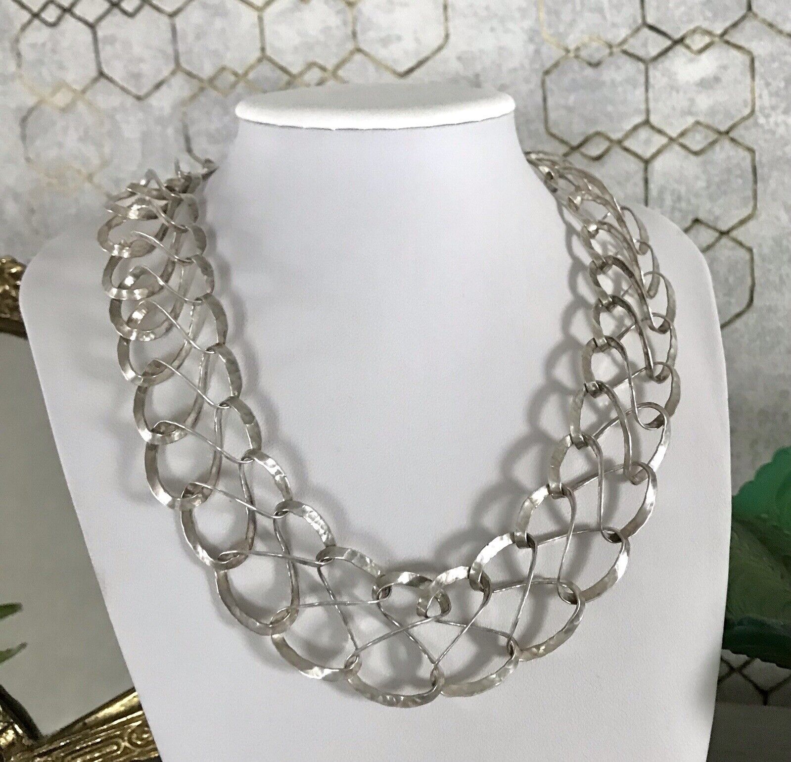 Vintage Designer Perli Edel 800 Silber Collier Halskette Edel Choker