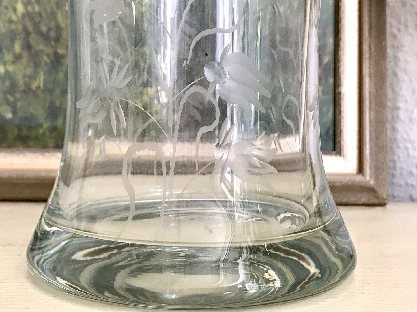 Vintage groß Glaskaraffe Karaffe Zier- Schliff Glas Bleikristall? Kristallglas