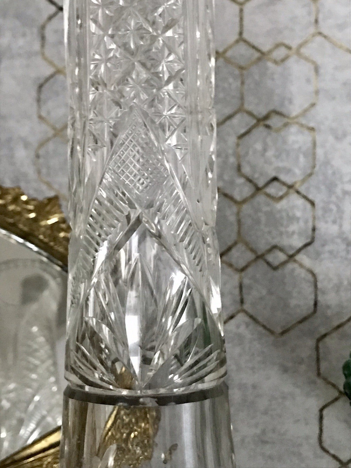 Antik Vase Glasvase Kristallglas geschliffen Jugendstil Art Déco