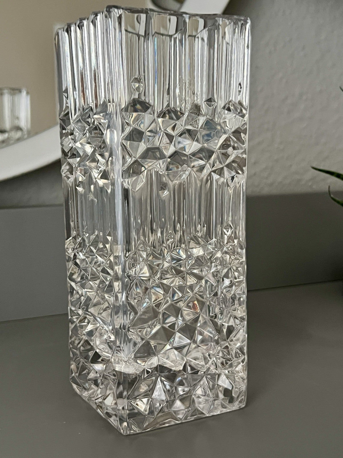 Vintage MCM Vase Blockvase Glasvase Glas Bleikristall Kristallglas Nachtmann?
