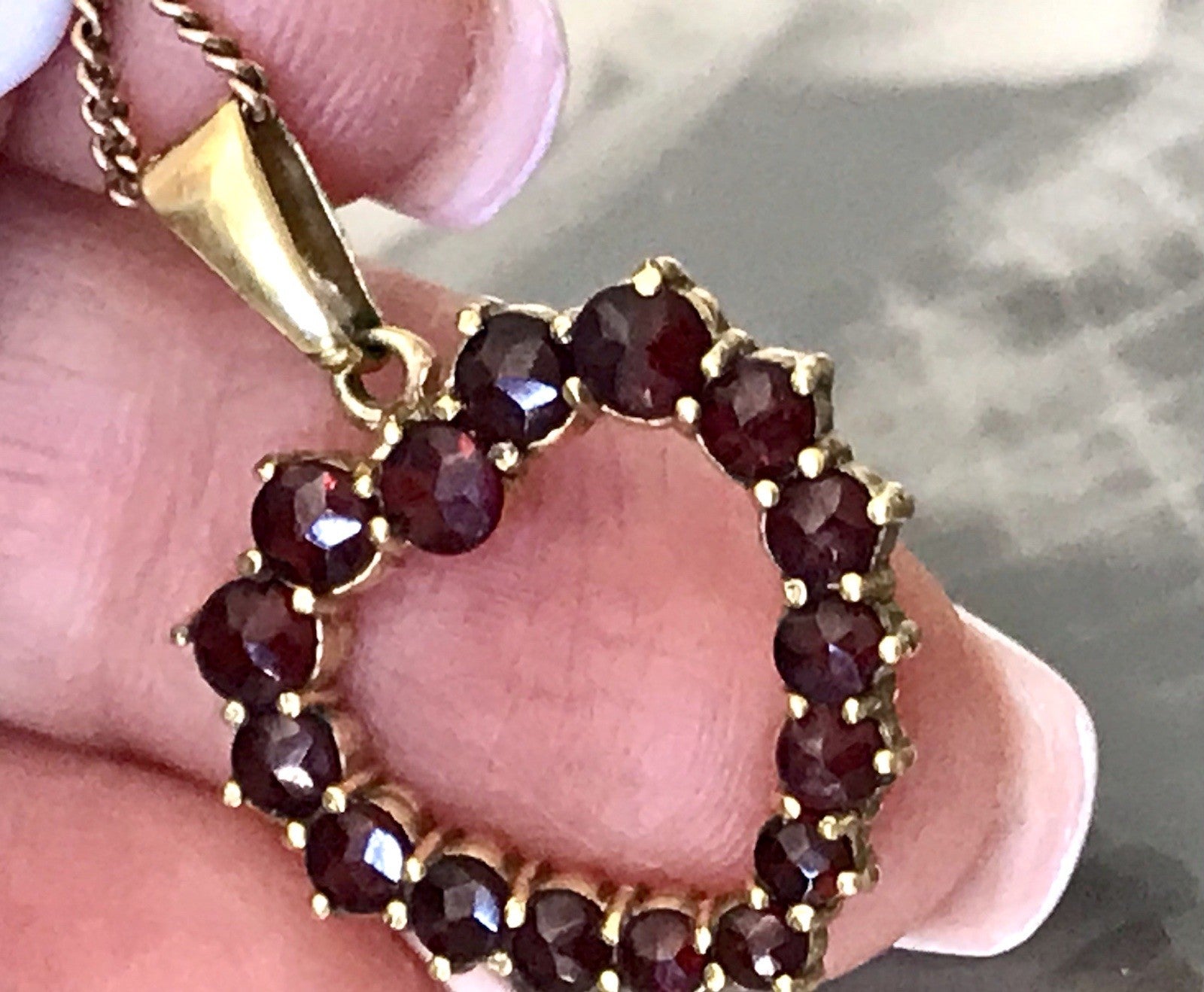 Antik Herz Anhänger 250er Gold Normgold Granate Granatschmuck Kettenanhänger