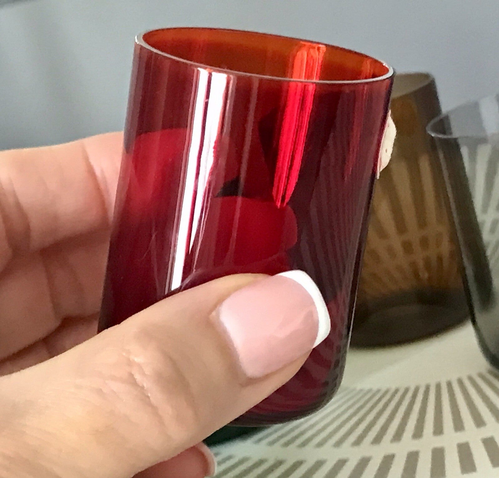 Vintage 60er Jahre 6 Schnapsgläser Gläser buntes Glas Rauchglas