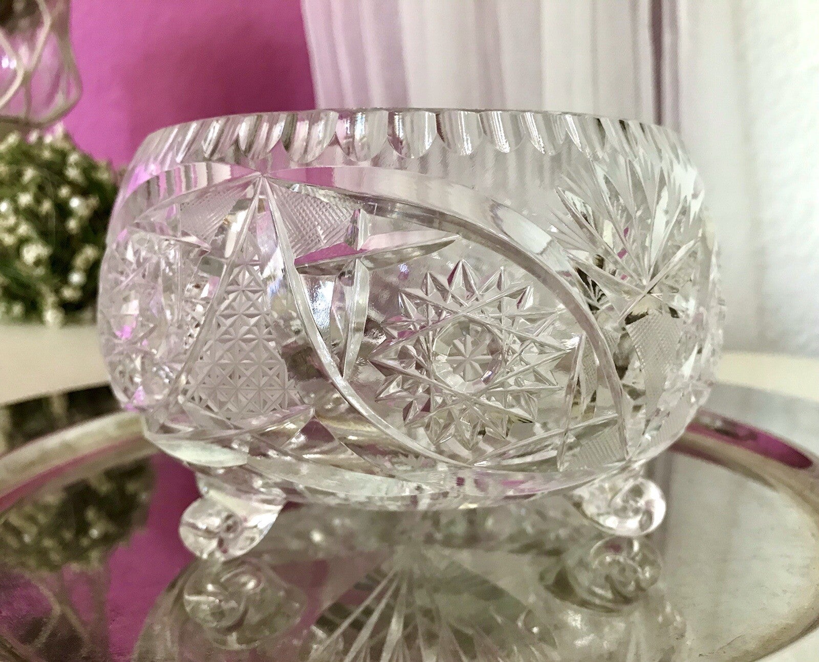 Alt Vintage Bleikristall Bonboniere Schale Glas edel Kristallglas PRL Polen