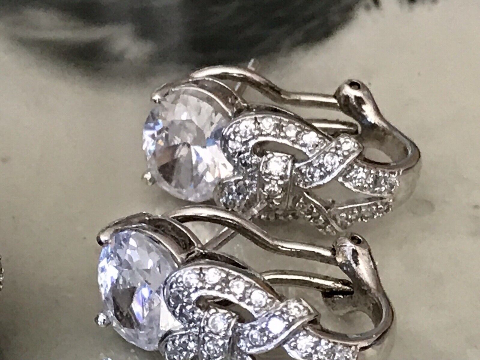 Edel Schmuck Set DAMEN RING & Ohrringe Silber 925 Gr.63 Steine Cubic Zirkonia