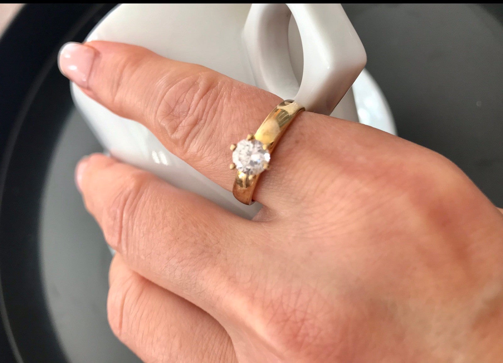 Vintage alt Damen Ring Silber 925 Gr.60 farbloser Stein Solitär 19,1 vergoldet