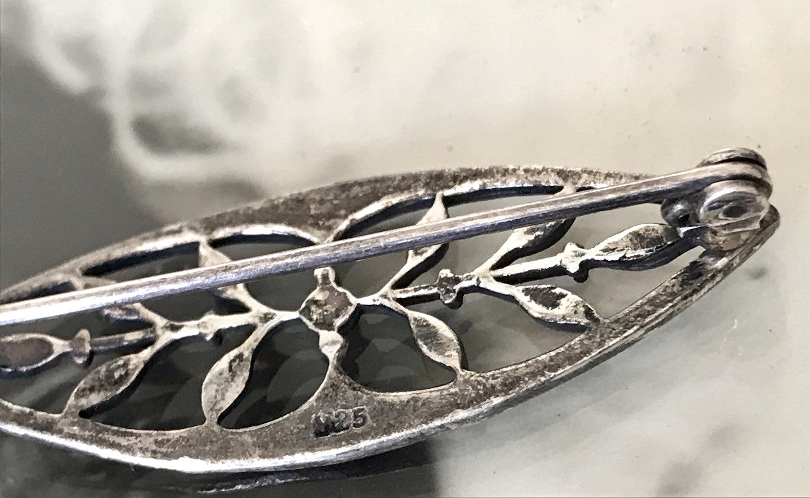 Antik reines Jugendstil Brosche 835 Silber Markasite WUNDERVOLLE ARBEIT!