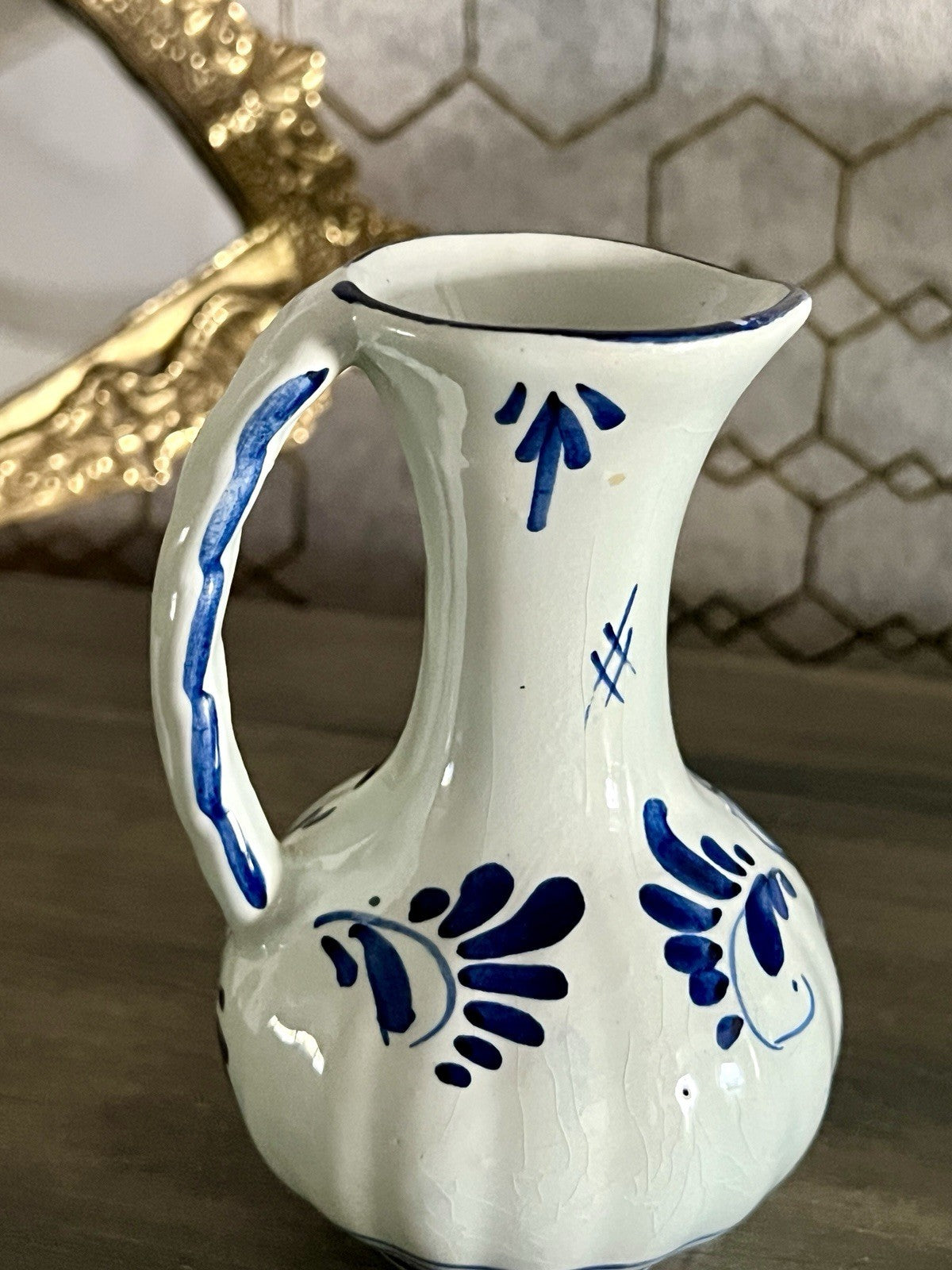 Vintage Fayence Keramik kleine Vase handbemalt Delfter Keramik Holland