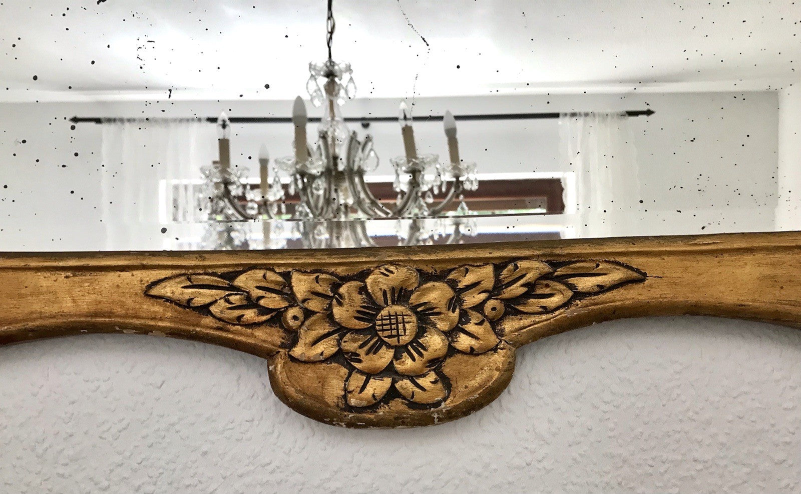 Antik französisch Spiegel facettiert ~1900 Art Noveau Holz Wandspiegel gold