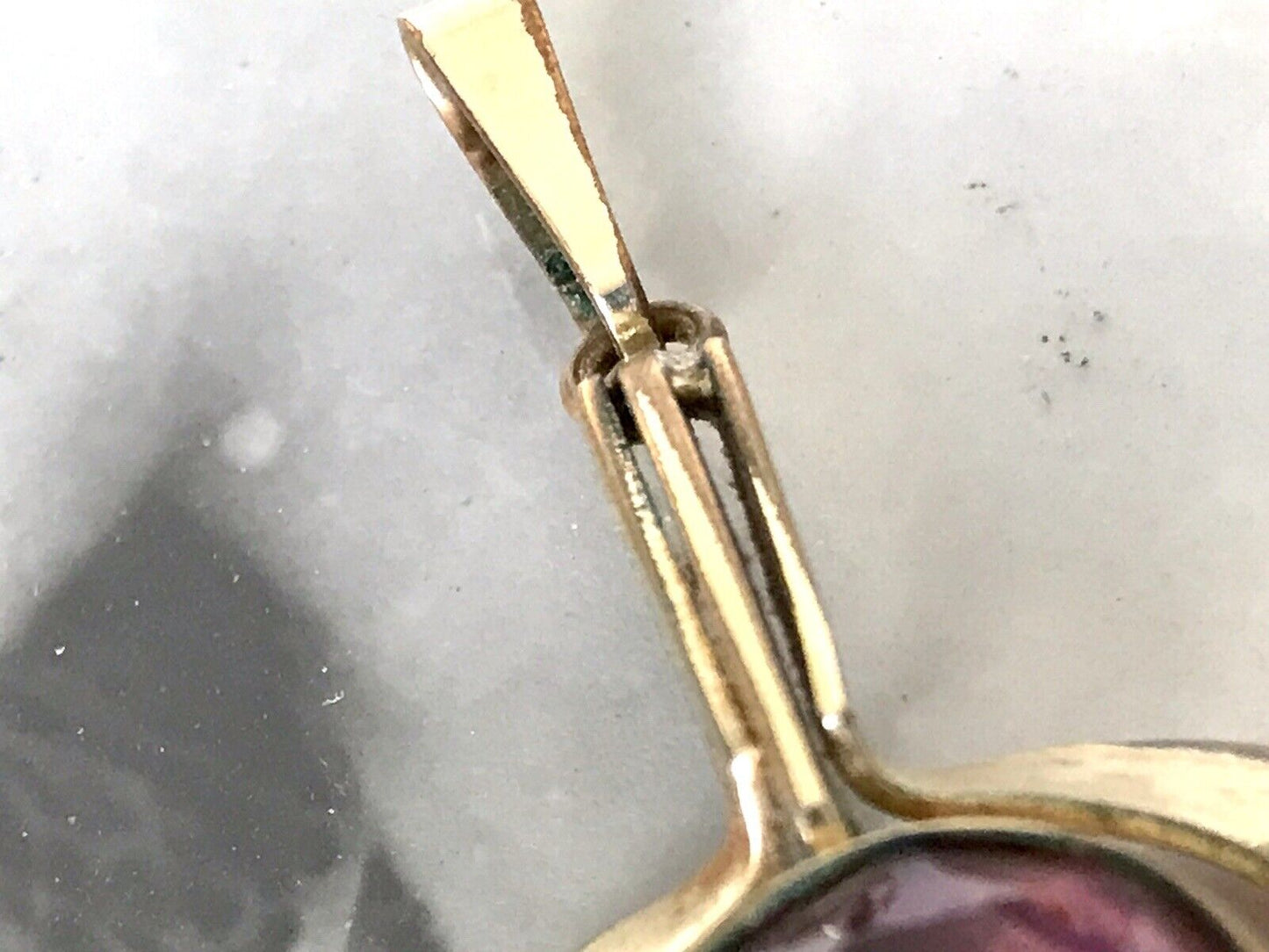 Vintage TeKa Designer Anhänger lila Stein Amethyst? Amerik. Doublè vergoldet