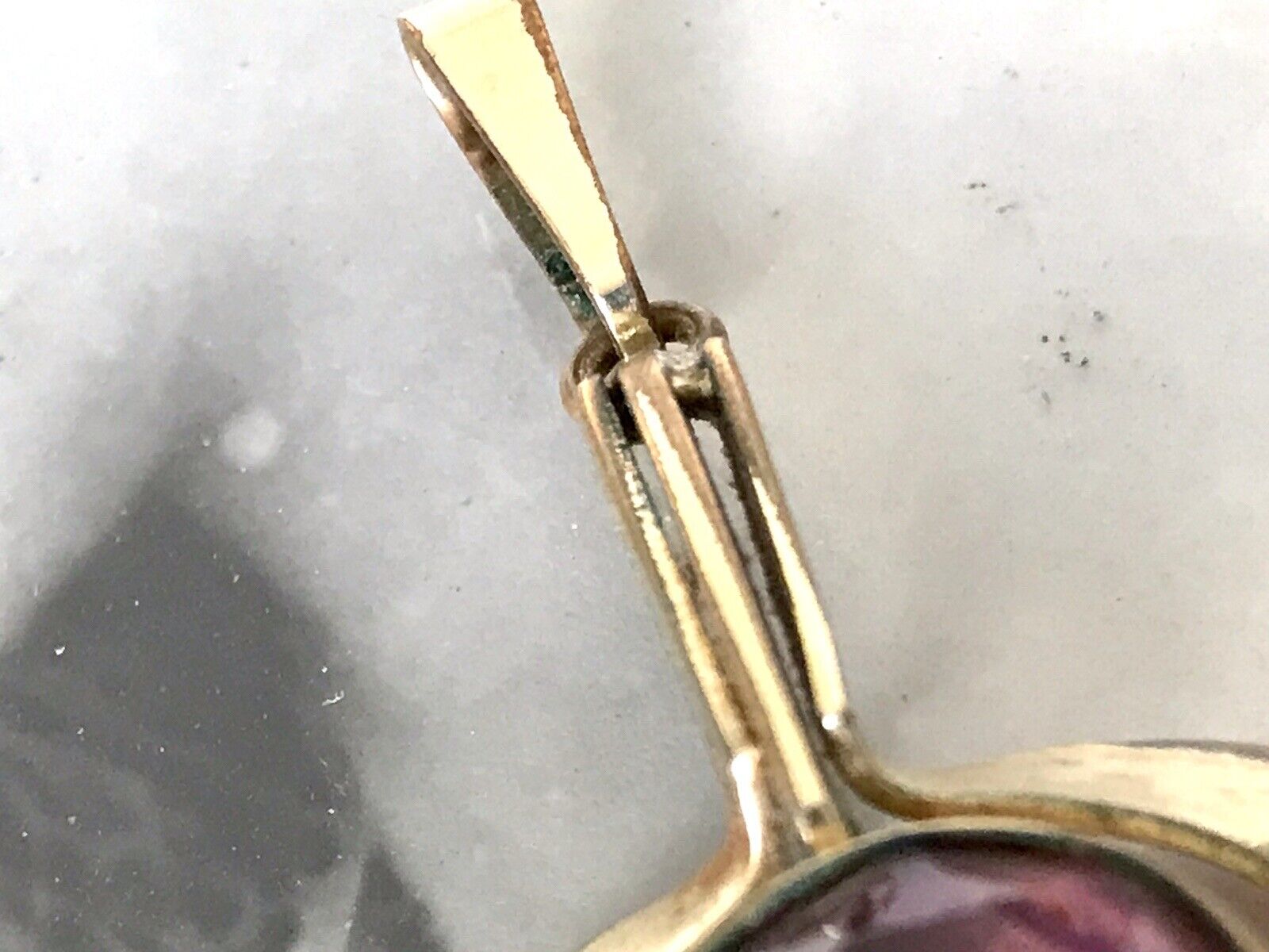 Vintage TeKa Designer Anhänger lila Stein Amethyst? Amerik. Doublè vergoldet