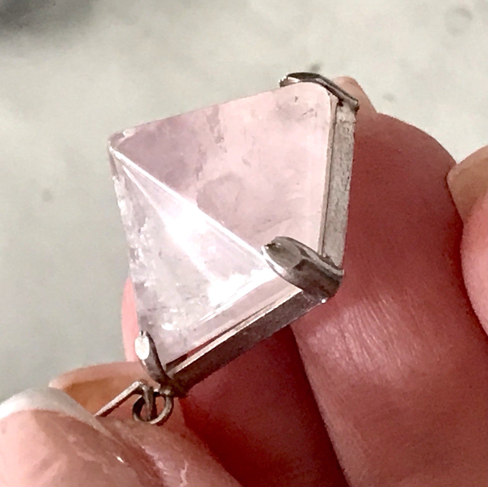 Anhänger Silber Halskette Anhänger Rosenquarz Pyramide Herzaktivierer