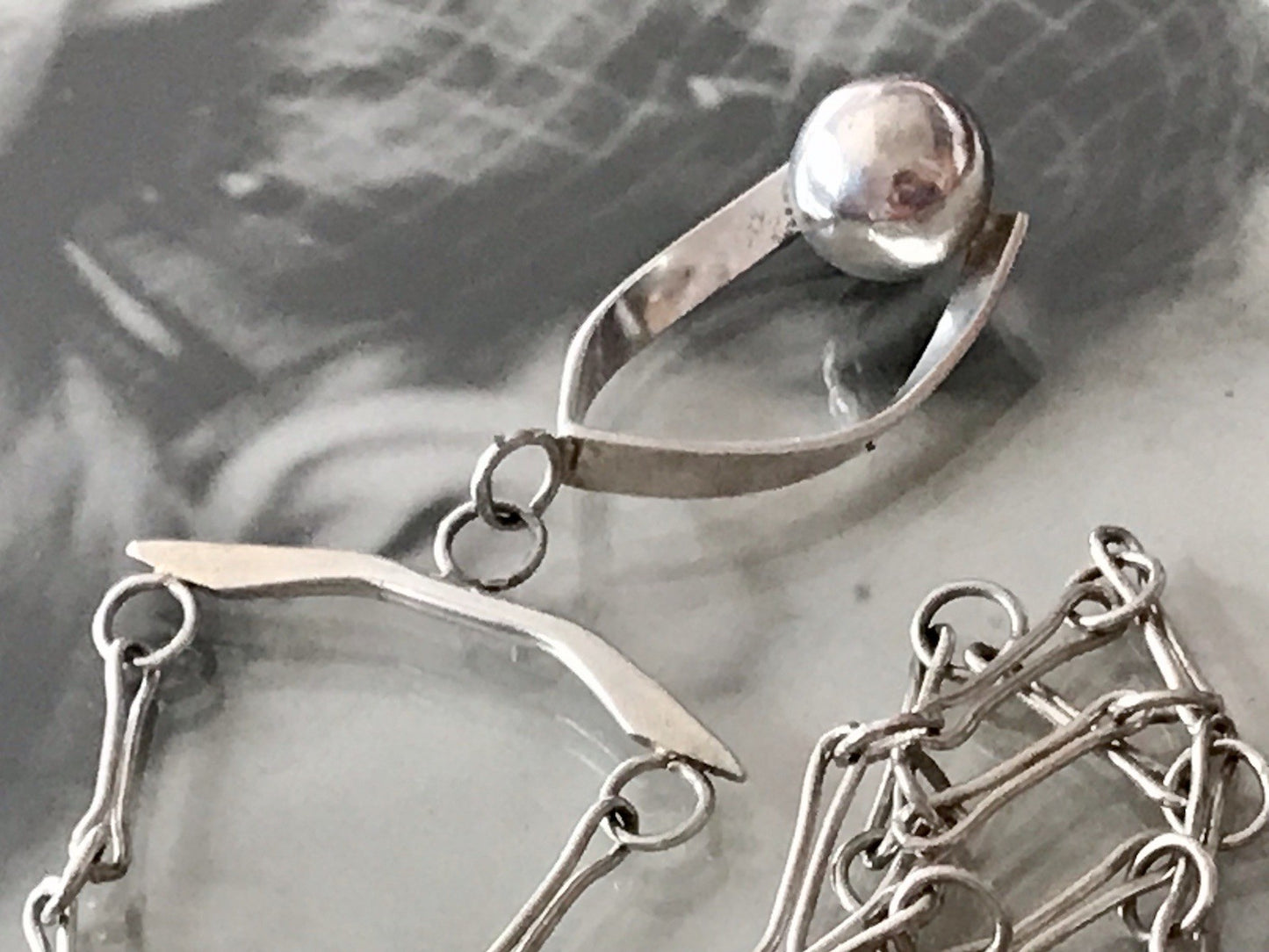 Vintage Modernist Designer 925 Silber Collier Halskette Kette Collier Polen