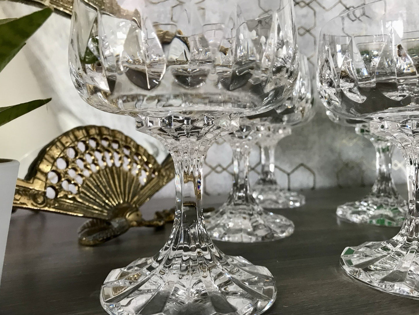 Vintage 6x Champagnerschalen Sektschalen Kristallglas Schliff Bleikristall