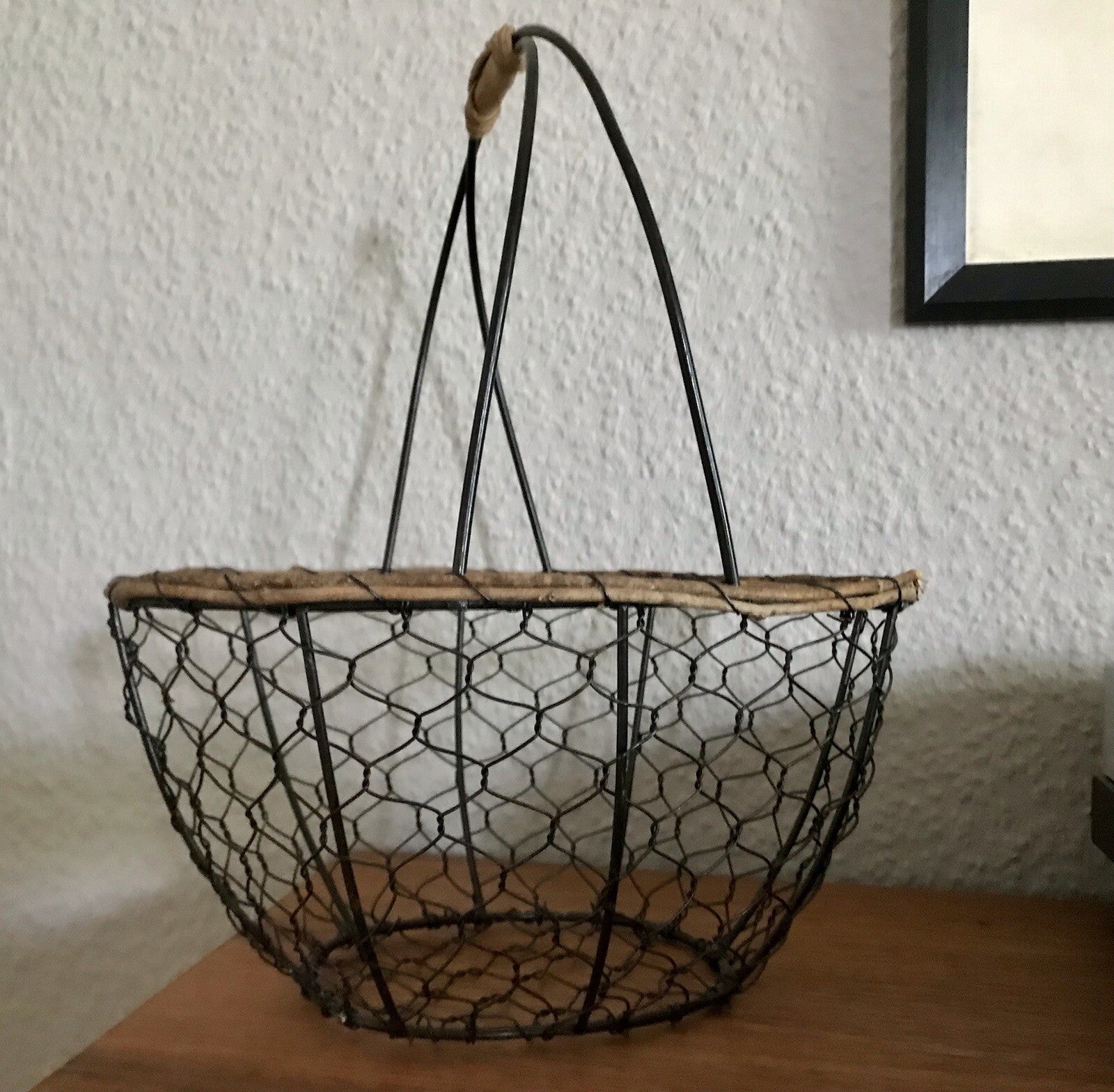 Alt Vintage 60er Korb Metallkorb  Weide schwarz&braun