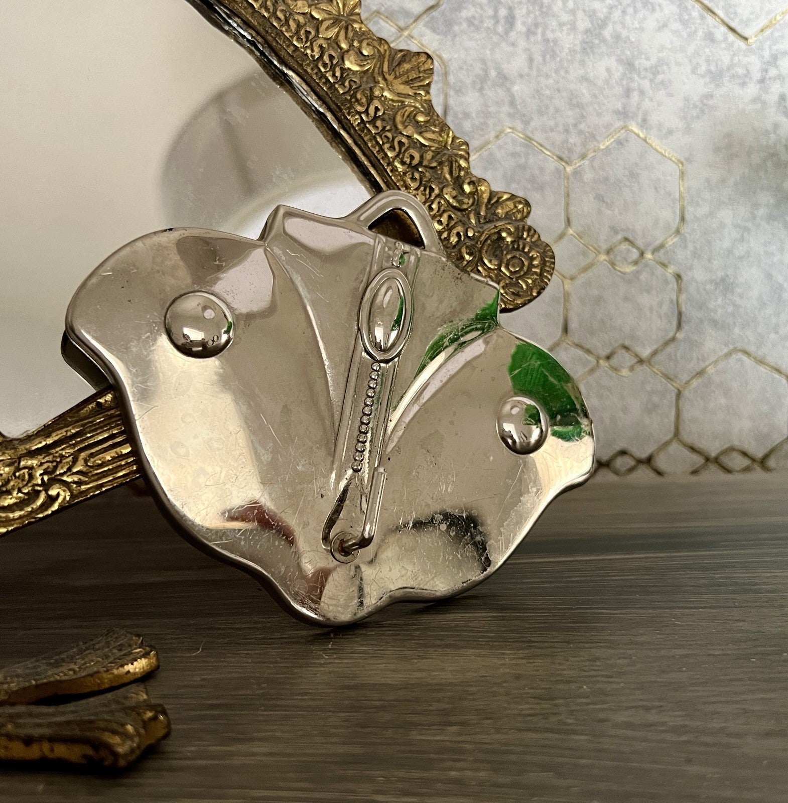 Antik Jugendstil Haken Handtuchhaken Kleiderhaken Metall verchromt? vernickelt?