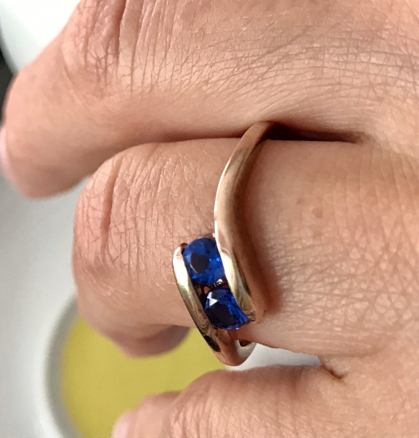 Vintage Ring blaue Steine Saphire?  Silber 925 vergoldet ~Gr.64