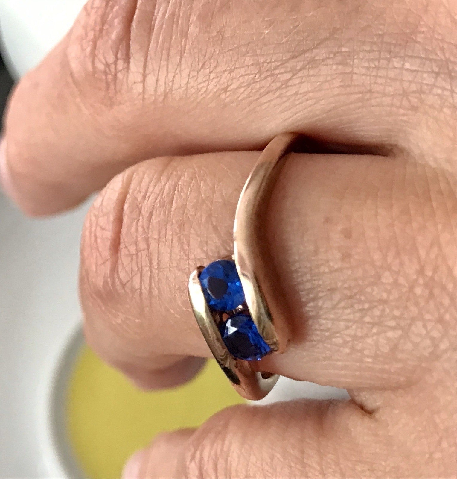 Vintage Ring blaue Steine Saphire?  Silber 925 vergoldet ~Gr.64