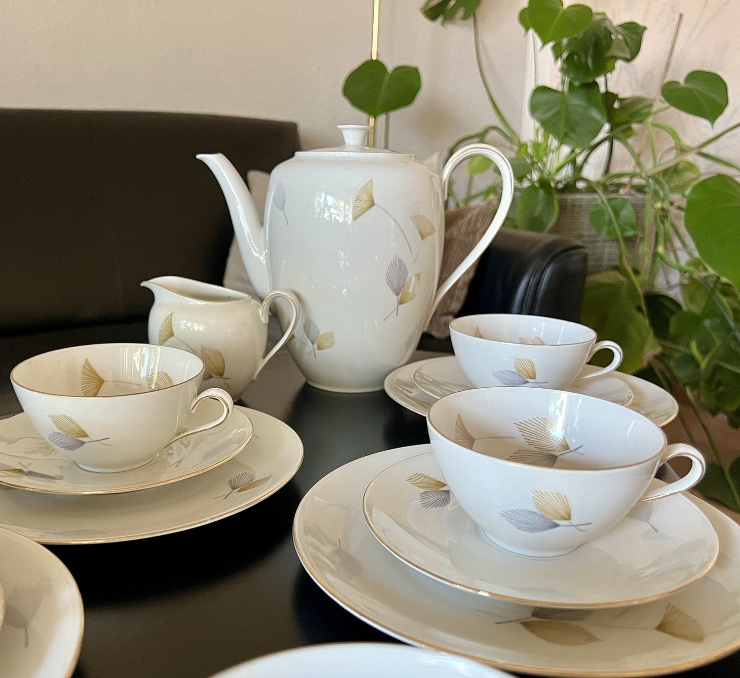 Edel Vintage Seltmann Weiden Porzellan Kaffeeservice 6 Pers. Elfenbein MCM