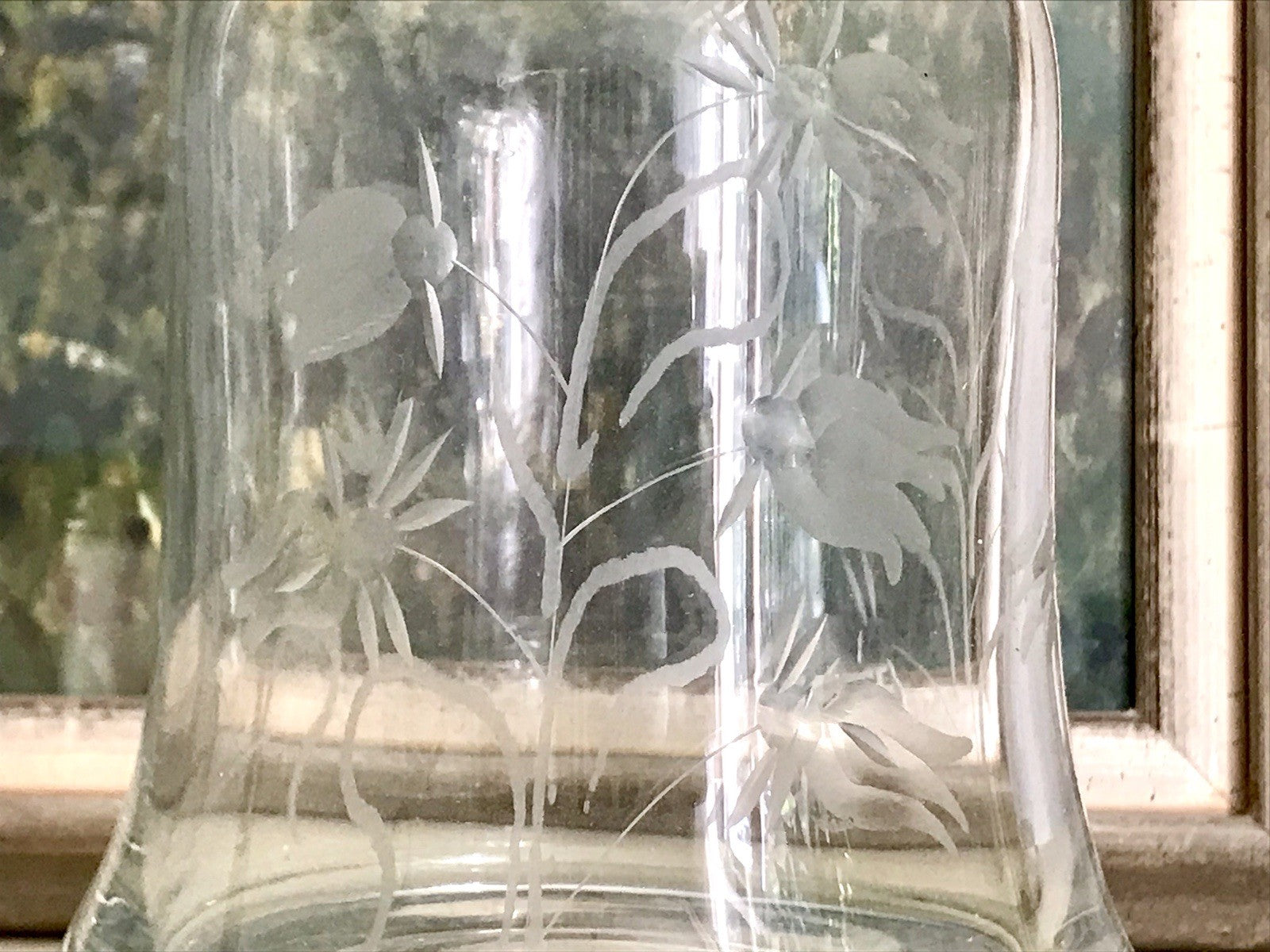 Vintage groß Glaskaraffe Karaffe Zier- Schliff Glas Bleikristall? Kristallglas